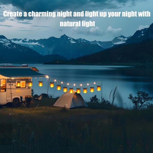 Dancing Flame Solar Lantern, Hanging Flickering Flames Garden Flames, Automatic Light Sensor, Waterproff Solars Flame Lantern Outdoor, for Yard Patio Porch Decor (Two)