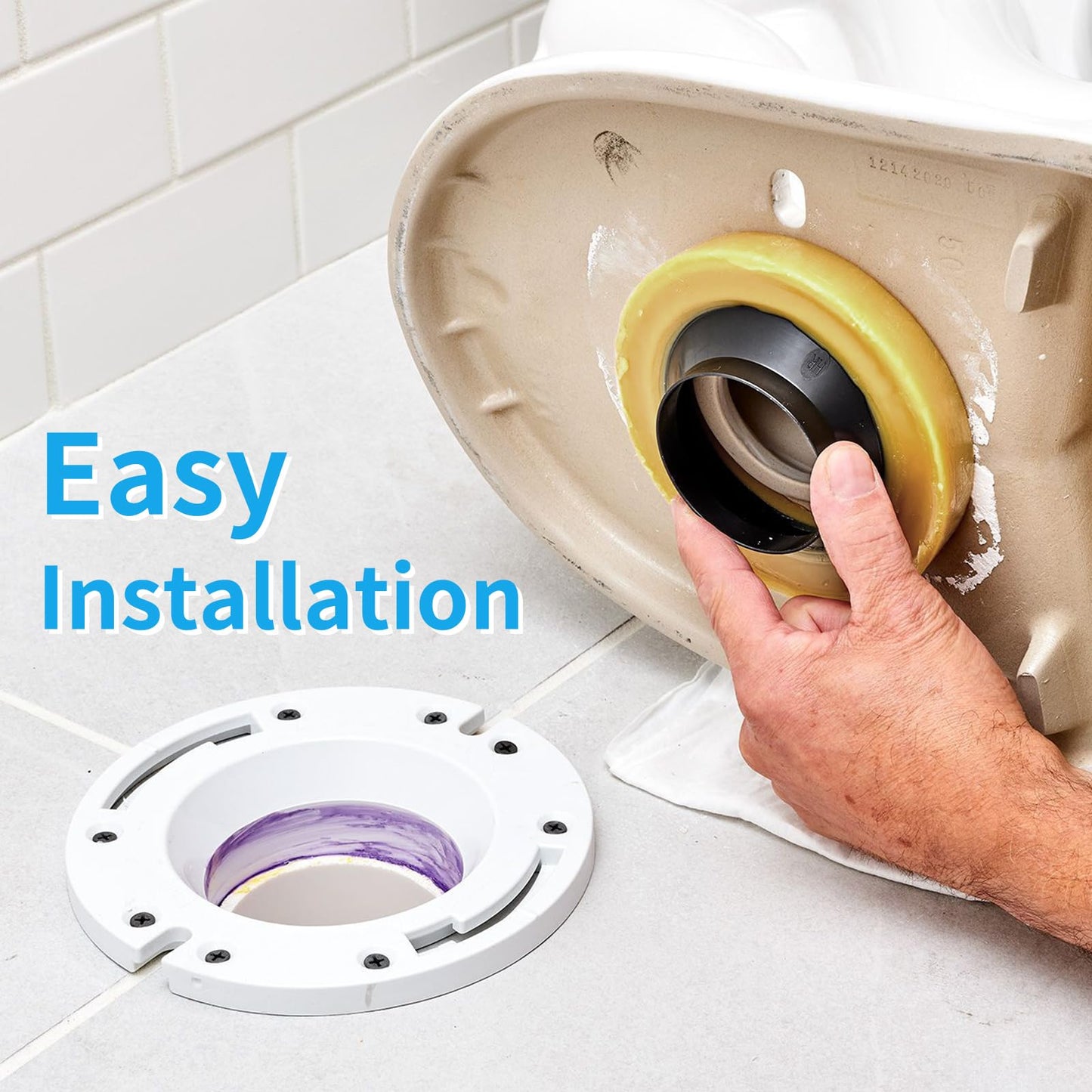 Toilet Wax Ring Replacement Kit, Wax Ring for Toilet Base with Brass Bolt for 3-Inch or 4-Inch Floor-Mounted Toilet Drain Pipe