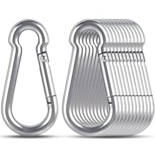 KATUMO 12PCS 2 inch Carabiner Clip, 304 Stainless Steel Spring Snap Hook, Small Metal Clips for Key Chain/Flag/Feeders/Dog Leash/Camping/Hiking/Fishing/Hanging (12)