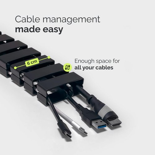 VALU Cable Management Spine – 49 Inch Cable Organizer for Standing & Fixed Desks – Sturdy & Flexible with Magnetic Link – Cord Management System Under Desk with Steel Base & Non-Slip Pads