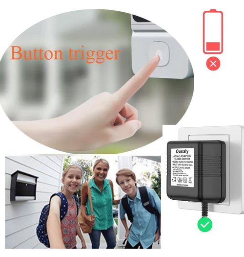 Ousaly Video doorbell Special Power Transformer,18V500MA doorbell Power Adapter Compatible with Ring, Eufy, Nest, Wyze, Arlo Wireless Video doorbell 18 Volt 500mA AC Plug in Cord(26.2FT Cable Black