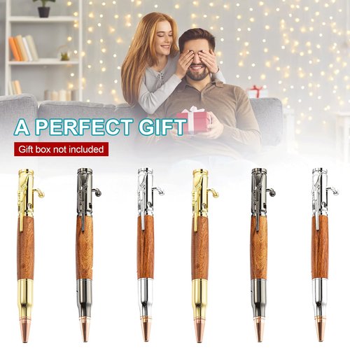 JEEJINYAN 6 Pcs Bolt Action Pen for Woodturning, Pen Sets for Men Gift, Durable and Easy to Use, Office Decor Pen, Woodworking Tools for Making Home (Silver, Gold, Black)