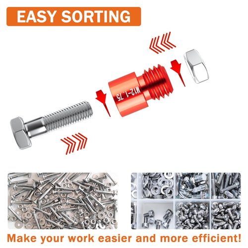 44PCS Nut and Bolt Thread Checker Comprehensive Bolt Size and Thread Gauge Tool, Bolt Thread Identifier, Inch & Metric Sizes, with Handy Tool Box, Excellent for Home Garages and Car Repairs