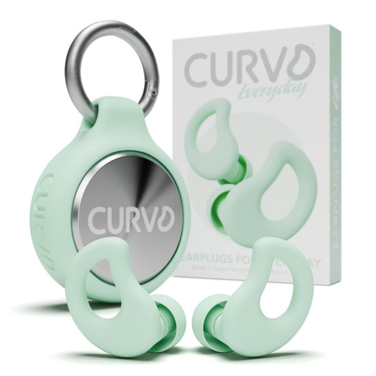 CURVD Everyday Earplugs + Case Clip Bundle, the Perfect earplug for Sleep, Travel, Noise Sensitivity/canceling + Case Clip Package Portable Waterproof Container & Silicone Sleeve for Ear Plugs(Mint)