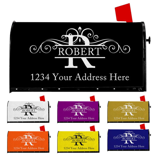 Custom Monogram Last Name Mailbox Covers Personalized Numbers Address Mailbox Cover Magnetic Standard Size, Customized Wraps Post Letter Box Cover for Garden Yard Outside Decorations 18" X 21"