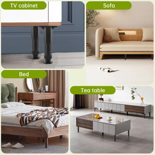 6 PCS Adjustable Height Bed Support Legs (5.1"-8.3") Bed Frame Legs for King Queen Bed Slats Bed Slat Support Bed Frame Center Support Furniture Leg Replacement Kit Bed Frame Support Legs with Screws