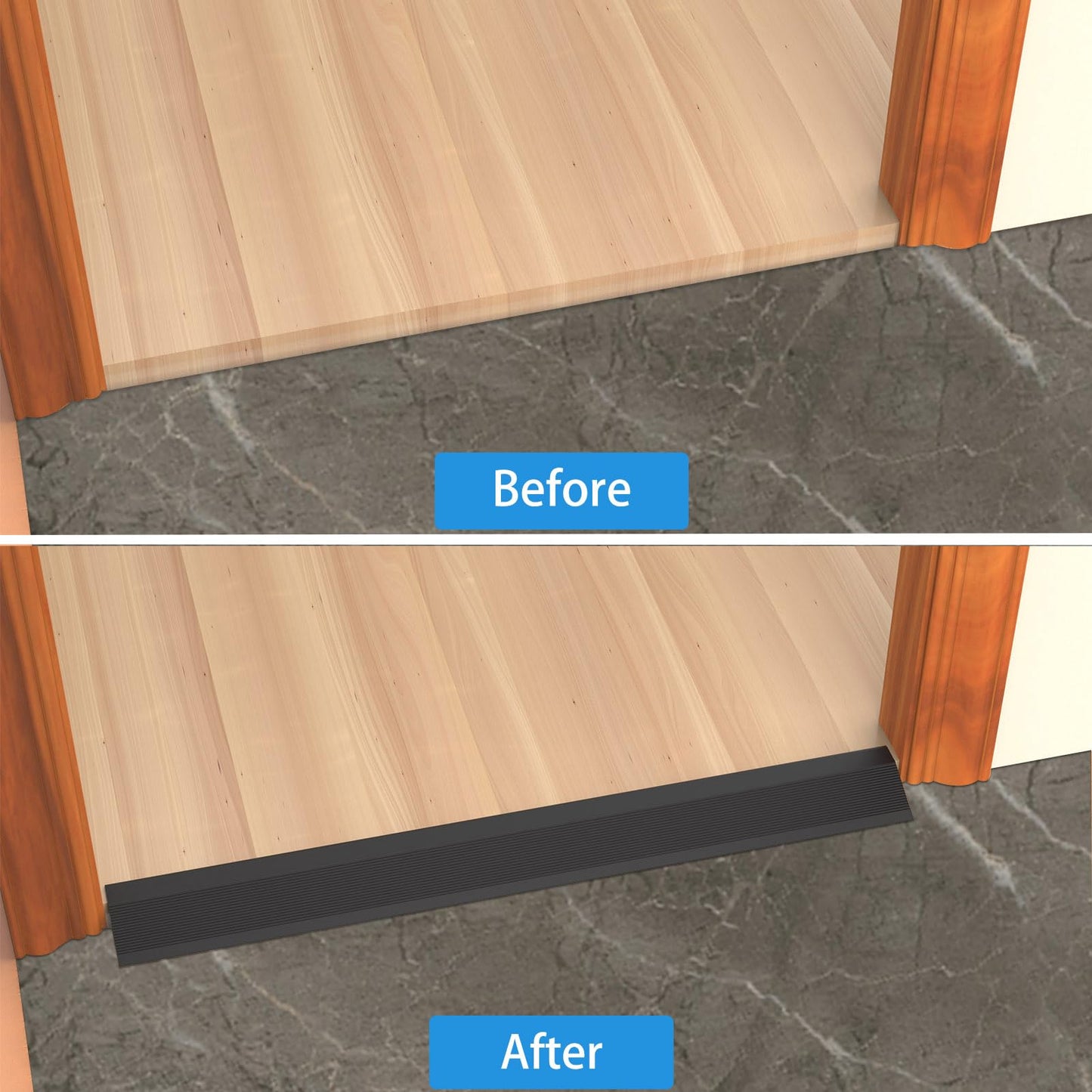 NEICAGNE Floor Transition Strip, Aluminum Transition Strips for Doorway Door Threshold Strip Carpet Transition Strip Threshold Ramps for Doorways (Black, 36''x4'')