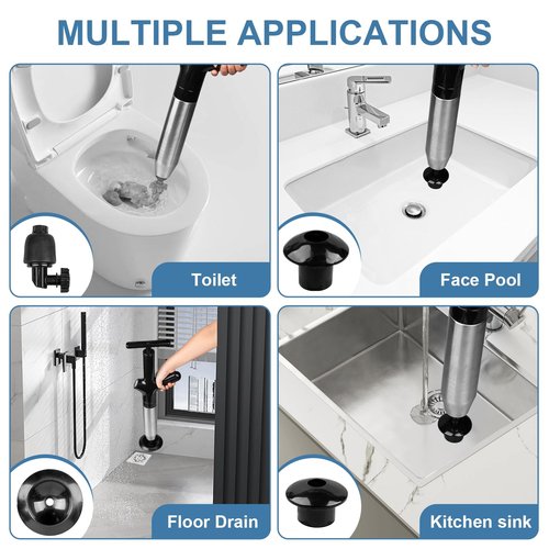 Luney Toilet Plunger, Snake Drain Clog Remover Tool, High Pressure Air Drain Blaster Gun with Visual Barometer, Toilet Unclogger Tool, Air Plunger for Toilet Bathroom, Sink, Kitchen, Floor Clogged