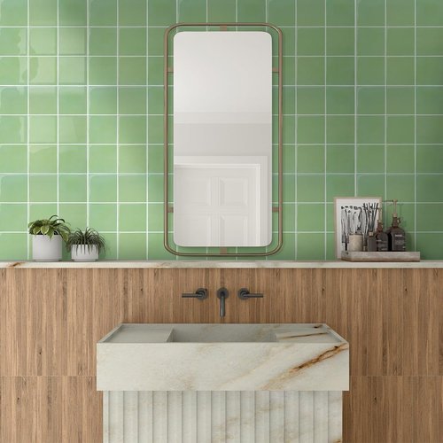 Commomy Thicker Sage Green Peel and Stick Tiles- 10 pcs of 12" x 12" - 3D Adhesive Square Peel and Stick Tiles Backsplash for Kitchen, Bathroom, Removable, Waterproof, Vinyl Wall Tile
