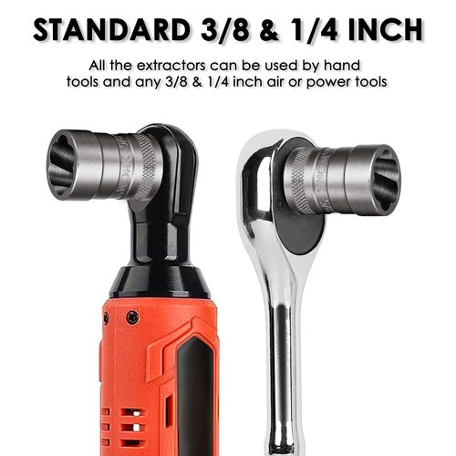 THINKWORK Bolt Extractor Kit, 32-Piece Nut Extractor Socket Set, 1/4" & 3/8" Drive Rounded Bolt Remover, Lug Nut Removal Tool for Damaged, Rusted, Rounded-Off, Stripped Fasteners