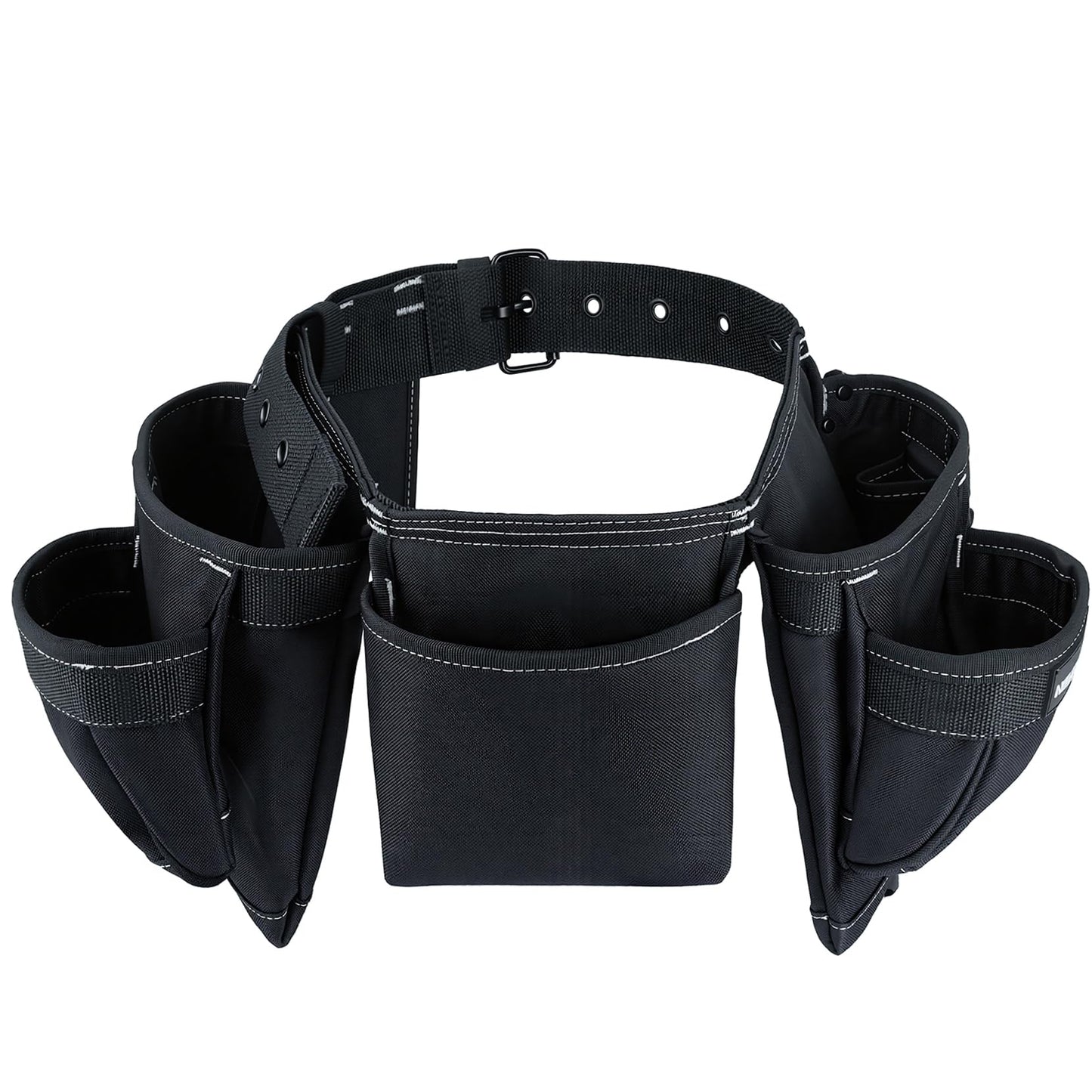 MELOTOUGH 14-Pocket Tool Belt Combo with Pouches for Electrician & Carpenter, Heavy Duty Adjustable Work Utility Belt for Men, Industrial-Grade Tool Rig Organizer, Work Apron（Black）