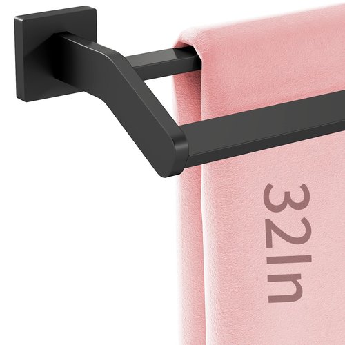 STWWO Double Towel Bars, 32 Inch Towel Holder Towel Racks for Bathroom, Stainless Steel Bath Towel Rack Towel Holder Wall Mounted, Black