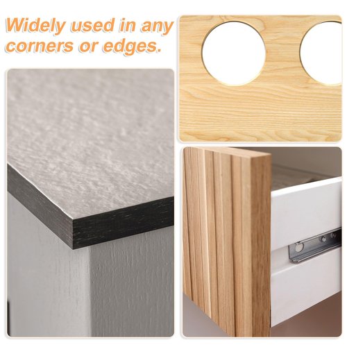 HARFINGTON U-Shape Edge Banding 5/8" x 19.7ft (16mm x 6M) Self Adhesive TPE Flexible Veneer Tape Soft Edge Strip Protector for Furniture Cabinet Table Protection Repair, Yellow