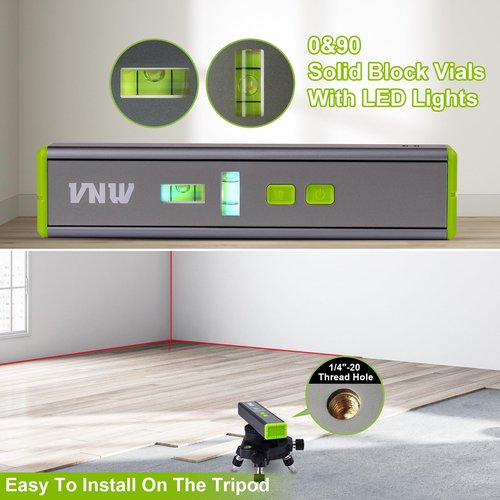 Laser Level with 90°/180° Bubbles and Magnetic - Multipurpose and Portable Design - Lazer Leveler Tool for Hanging Picture Wall Writig Home Renovation