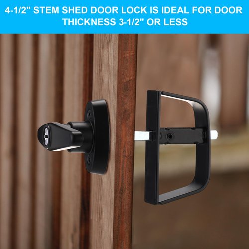 Yaocom 3 Pack Shed Door Latch T-Handle Lock Kit with 9 Keys 4-1/2" Stem Storage Barn Shed Door Hardware Lock Set for Gate, Playhouses, Garage and More, Black