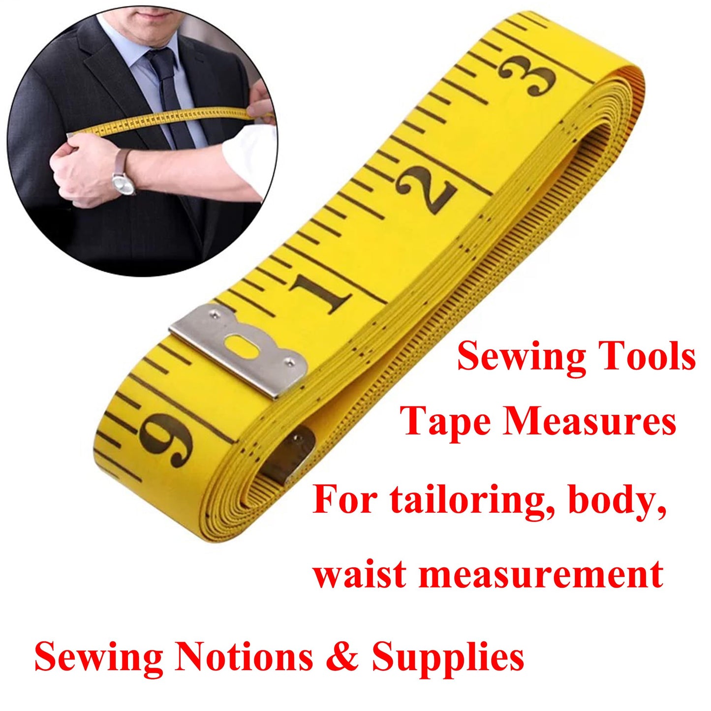 Soft Tape Measure Double Scale Measuring Tape Body Sewing Flexible Tailor Craft Vinyl Ruler for Weight Loss Medical Body Measurement, Has Centimetre Scale on Reverse Side (2pcs Yellow-60 inch)