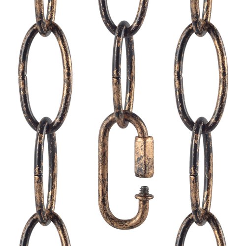 Tovmey 6.5 Feet Aged Bronze Finish Chandelier Chain (3mm), Vintage Pendant Light Fixture Metal Chain with a Fake Rusty Look, Heavy Duty Lighting Hanging Chain Extension with 2 Chain Links for Plants