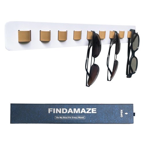 FINDAMAZE Sunglasses Organizer Wall Mounted Wood Sunglass Holder for Home Glasses Holder/Sunglasses Rack,Home Decor (White-1pcs-long)