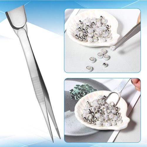 Grabber Tool Holder Set 3 Pcs Jeweler's Pick Up Piercing Taper Ball Grabber Tool for Changing Jewelry Stainless Steel Diamond Claw Tweezers Piercing Assistant Fit Tiny Objects Components Beads Cake