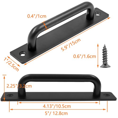Jiozermi 2 Pack Sliding Barn Door Handle, 5.9 Inch Gate Door Handles, Aluminium Alloy Door Pull Handle for Sliding Barn Door Gate Cabinet Closet Drawer Garage Shed, Black