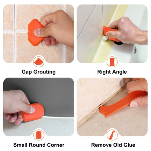 ValueMax Caulk Gun and Caulk Scraper Kit, 10 OZ Silicone Caulking Gun and Remover Tool, 3 in 1 Sealant Finishing Grout Scraper for Bathroom Kitchen Sink Joint, All in One Caulking Tools