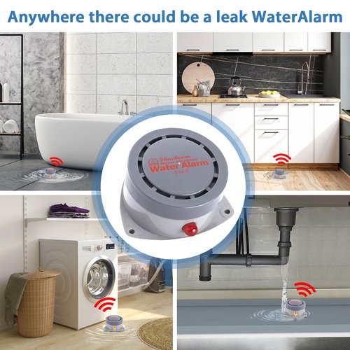 Water Leak Detector 1 Pack, Shackcom Water Alarm 110DB, Wireless, Waterproof & Battery-Operated, Audio and Light Alerts for Bathroom, Kitchen & Home Security ( Battery Not Included )