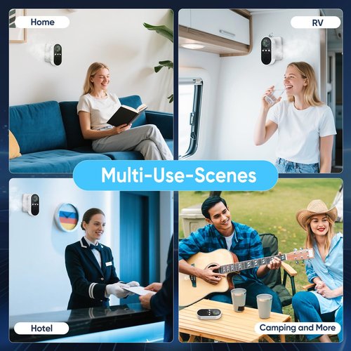 5-in-1 Gas Leak Detector & Carbon Monoxide Detectors Plug in, Portable Carbon Monoxide Detector with Brightness & Volume Adjustment, Temperature & Humidity, Battery Backup for Home/RV/Travel/Camping