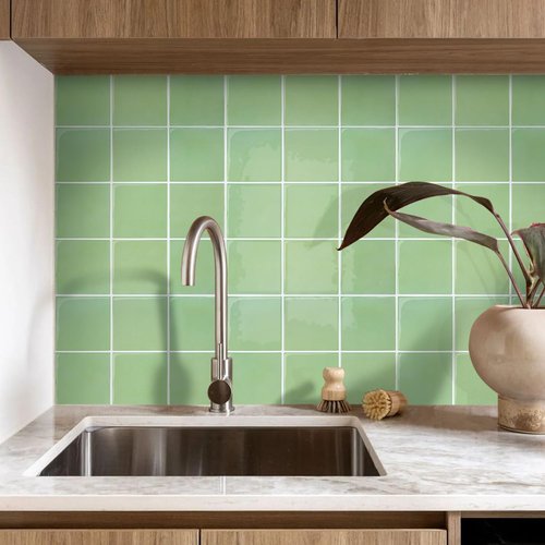 Commomy Thicker Sage Green Peel and Stick Tiles- 10 pcs of 12" x 12" - 3D Adhesive Square Peel and Stick Tiles Backsplash for Kitchen, Bathroom, Removable, Waterproof, Vinyl Wall Tile
