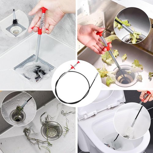 SHUOGUO Drain Snake,76 inch Flexible Grabber Claw Pick Up Reacher Tool,Drain Clog Remover - Gutter Cleaning Tools for Home Sink, Bathroom Tub,Drain, Toilet, Tight Spaces