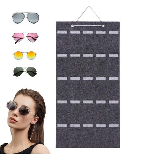 Wall Sunglasses Organizer - Felt Sunglass Storage The Door | Eyeglass Display and Organization Hanger for Bedroom Apartment Dormitory Home Study Room