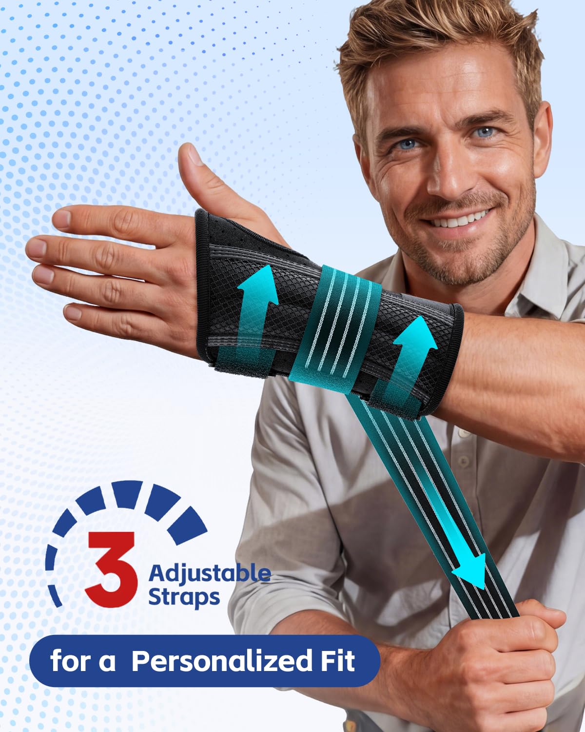 FEATOL Lightweight Carpal Tunnel Wrist Brace for Daily Work, 7 inches Comfortable & Adjustable Night Support for Women Men, Hand Brace With Splint Pain Relief for Tendonitis, Sprains, Arthritis,Left Hand, Medium