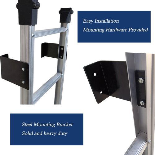 BIGalleons Basement Ladder 5 Rung, 54in H Aluminum Window Well Ladders, Fire Escape Ladder in Humid Environments with Load Capacity up to 500lbs Egress, Escape or Bunk Bed Laddering