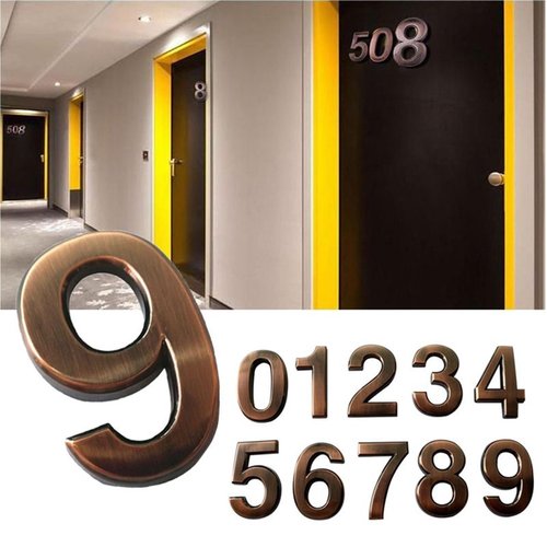 Self Adhesive House Numbers 3D Bronze/Grey ABS Mailbox Numbers Sign 2 Inch Modern Door Number Sticker for Outside Address Hotel Yard Post Room Office Outdoor Decoration(Bronze 9)