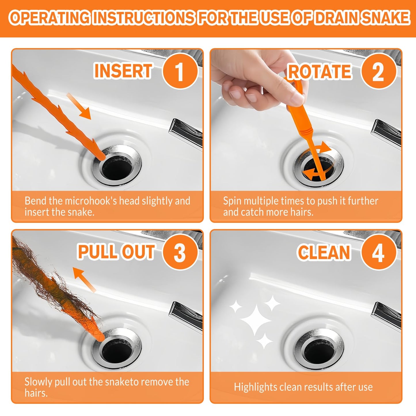 12 PCS Drain Snake, Drain Hair Remover, Sink Snake Drain Auger Cleaner Tool For Bath Tub, Toilet, Kitchen Sink(20 In)