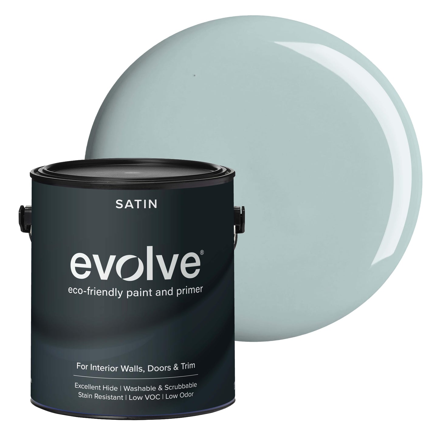 EVOLVE Interior Paint & Primer, Satin (Silver Surf), 1 Gallon – Available in 50+ Colors, One-Coat Coverage, Excellent Hide, Low VOC, Low Odor, Washable Interior Paint