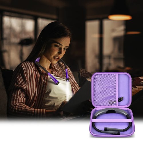 GWCASE Case Compatible with Glocusent/for Vekkia/for LITOM/for LEDGLE/for TAKKUI/for TSINGREE LED Neck Reading Light Book Light for Reading. Storage Carrying Holder for USB Cable (Box Only) -Purple