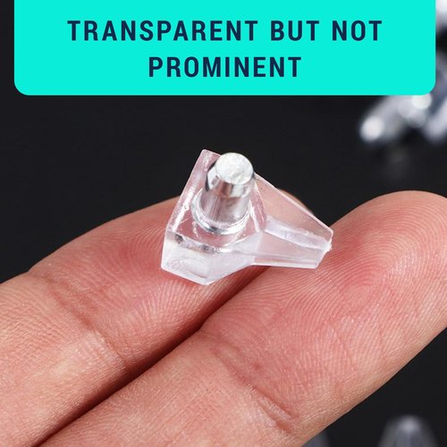 Qiyuda 30 Pcs Cabinet Shelf Support Pegs, 5mm Clear Plastic Wood Shelves Shelf Support Pins Shelf Holder Replacement Peg
