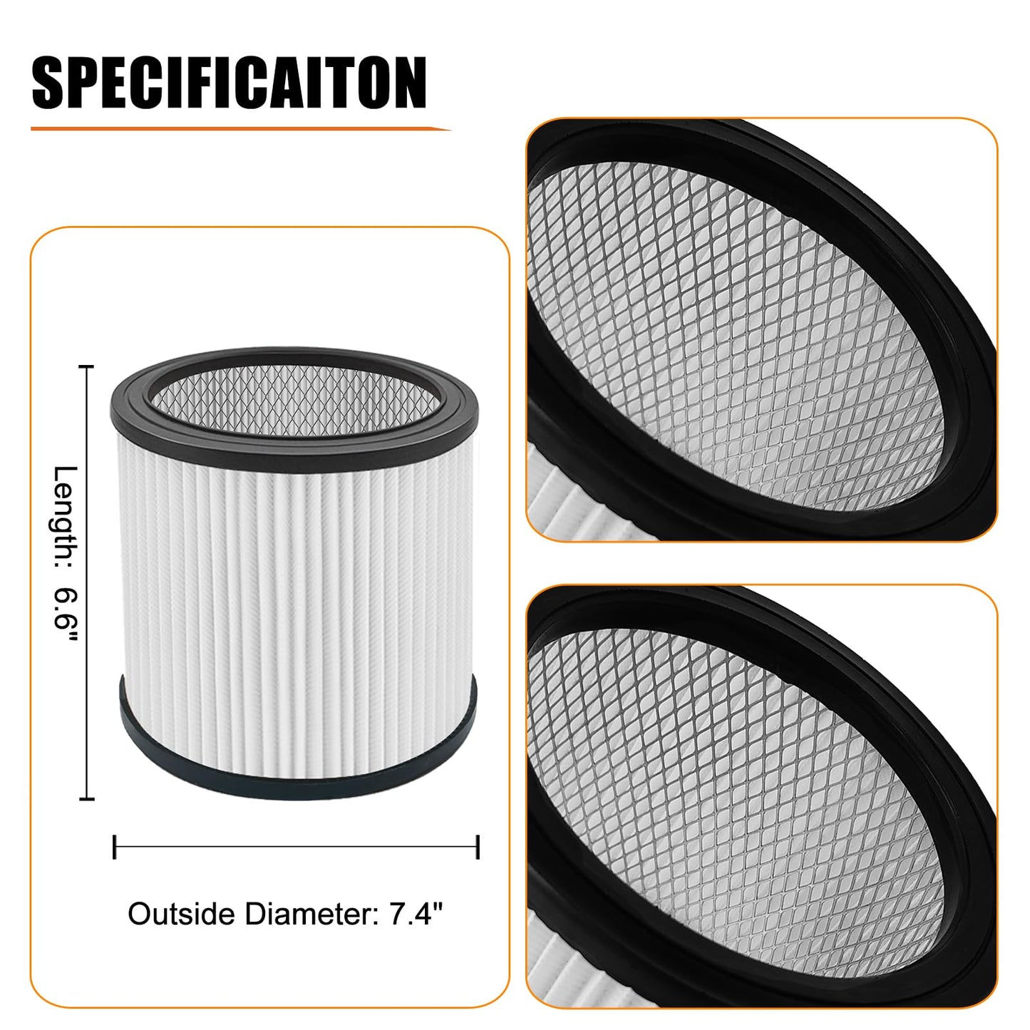 LVJUSEN 08 2566B Repalcement Cartridge Filter for Stanlay 5-18 Gallon Wet/Dry Vacuums, Compatible with SL18115/SL18115P/SL18116/ SL18116P/SL18191P/SL18199P/SL18117 Wet/Dry Vacuum-2 Pack