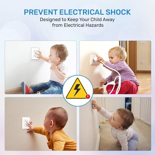 BABY PROOF ME 24 Pack Outlet Covers & Removal Tool Baby Proofing, Provide Shock Prevention and Easy Installation, Safe and Secure Plastic Plug Covers for Power Sockets (24 Outlet Covers)