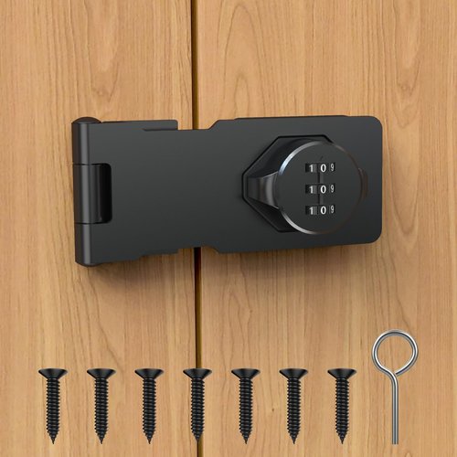 I-EASYDWW Cabinet Password Hasp Lock, Keyless Combination Lock for Small Doors, Barn, Bathroom, Outdoor, Garage, Garden, Black