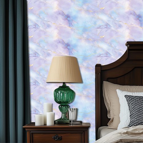 HOMETITUTE Light Blue Purple Marble Wallpaper Contact Paper 15.7"x39.4" Peel and Stick Wall Paper Self Adhesive Removable Vinyl Wall Sticker for Cabinet Shelf Countertop Decor