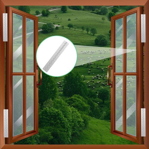 2Pack Silver Continuous & Piano Hinges 12 inch x 2Inch OpenWidth Heavy Duty Piano Hinges withHole Polished Stainless Furniture Hinges for Boats Cabinets Storage Box Door Cases with 24Screws