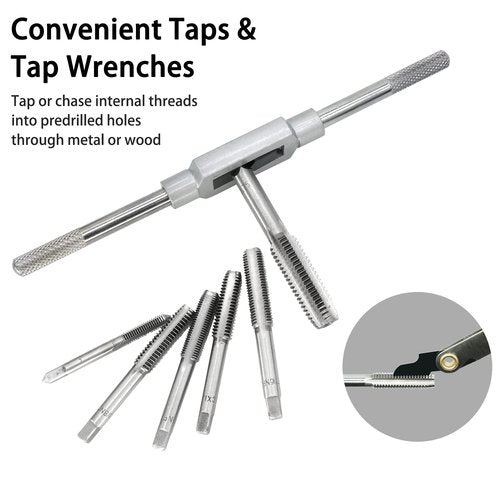 GMTOOLS 60PCS Tap and Die Set, Metric Standard Size M3 to M12, Threading Tool Set with Complete Accessories and Storage Case, Tap Die Kit for Threading and Rethreading Internal and External Threads