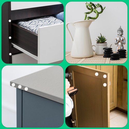 Nogeqi 324PCS Small Furniture Felt Pads, Self Adhesive Felt Cabinet Door Bumpers, 0.39 in/1 cm Adhesive Dots to Protect Furniture Tabletop Cabinet Drawer (White, 4 Sheets)