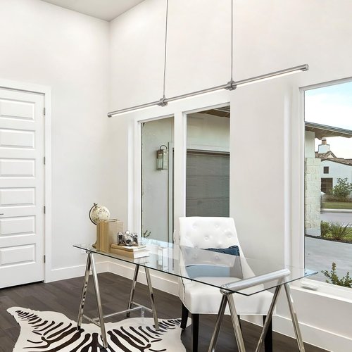 EDISLIVE Modern Linear LED Island Light Dimmable LED Chandelier 47.24 in Adjustable Linear Hanging Light Fixture 3000K 20W Pendant Light for Dinning Room Kitchen，Nickel