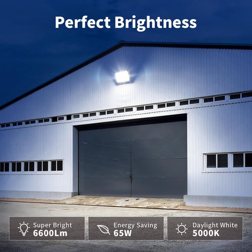 mirrea LED Wall Pack Lights Flood Lights Dusk to Dawn Outdoor Lighting for Back Yard Packing Lot 65W 5000K 100~277V 0~10V Dimming