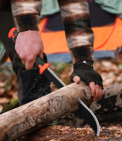 WICING Machete with Saw, 16.5 In Machetes for Bushcraft, Outdoor Hiking, Garden Cutting Trees and Yard Work, Ergonomic No-Slip Handle with Sheath