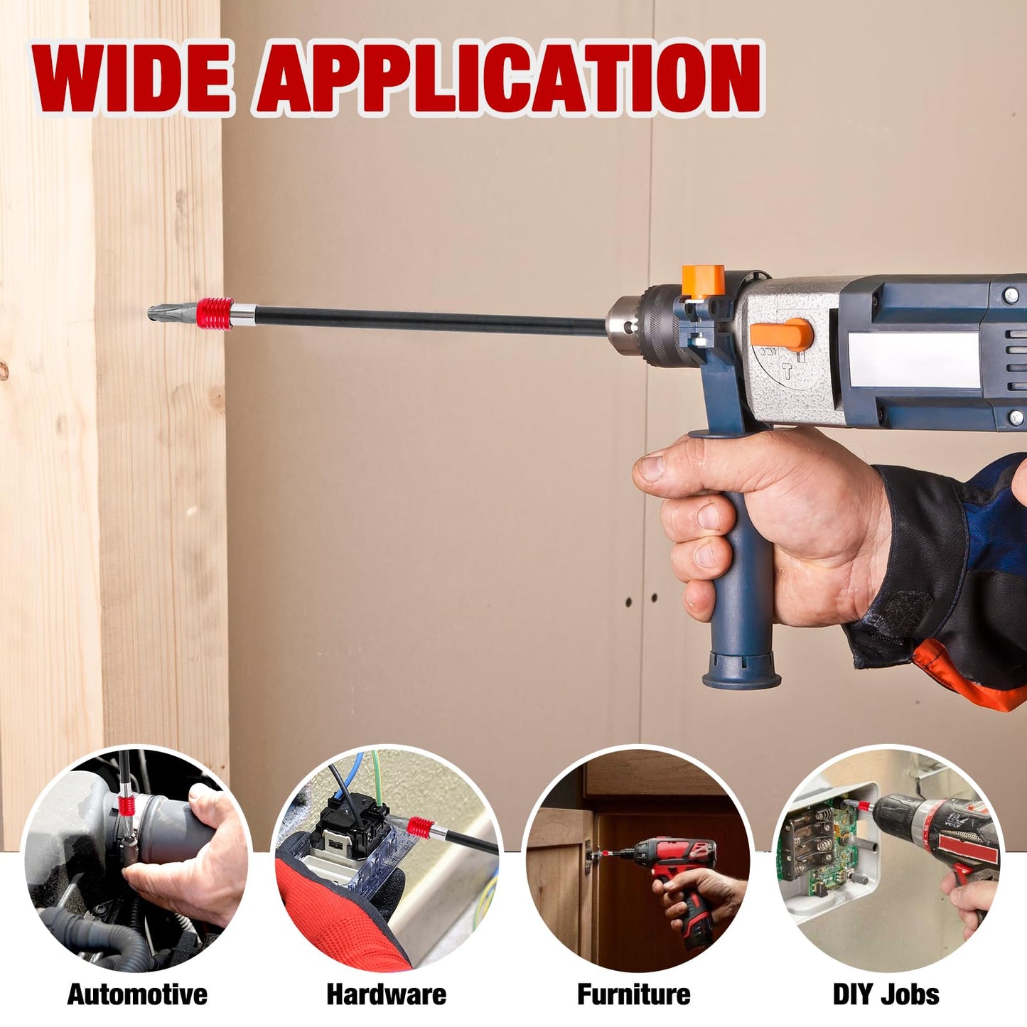 Drill Bit Extension 2/4/6/12’’, Magnetic Bit Holder 4 Pcs, Drill Extension Bit Holder 1/4’’ Hex, Bit Holder for Impact Driver CR-V Steel Quick Release for Screwdriver Bit Nut Drill Socket by XIOGZAXI
