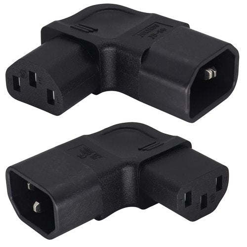AAOTOKK Left Angled IEC 320 C13 to C14 Power Adapter PDU Plug/Socket IEC 3Pole Male to Female 90Degree Angle AC Converter for Servers/Switches/LCD Smart TV/Scanner/Projector Etc. (Left/2 Pack)