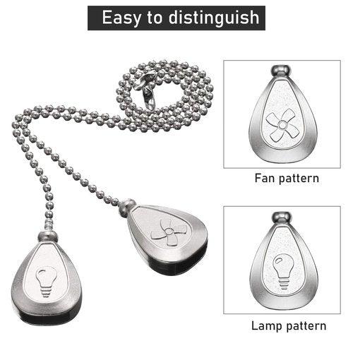 4 Pieces Ceiling Fan Pull Chain Extender Ornament 12 Inch Ceiling Pull Chain Extension Classic Drop Shaped Pendant Beaded Ball Cord for Fan Light lamp Decorative with Connector(Silver)